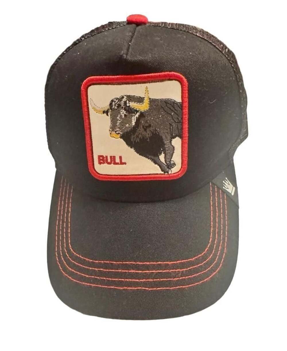 Play New York Bull Patch Black and Red Trucker Hat